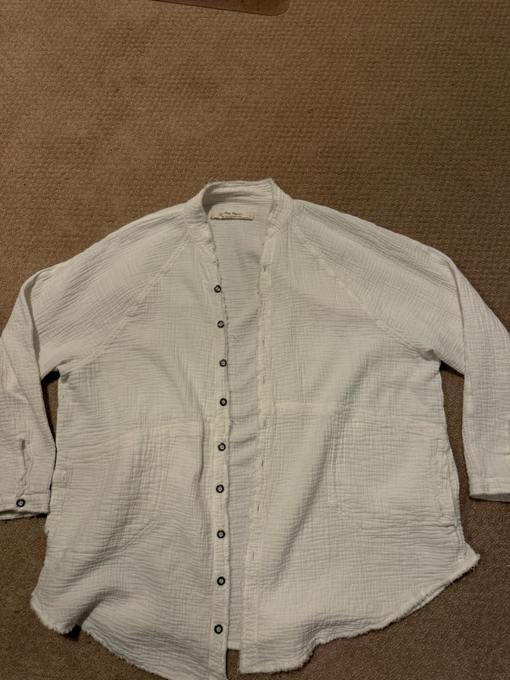 Free People Lightweight White Button-Up Shirt